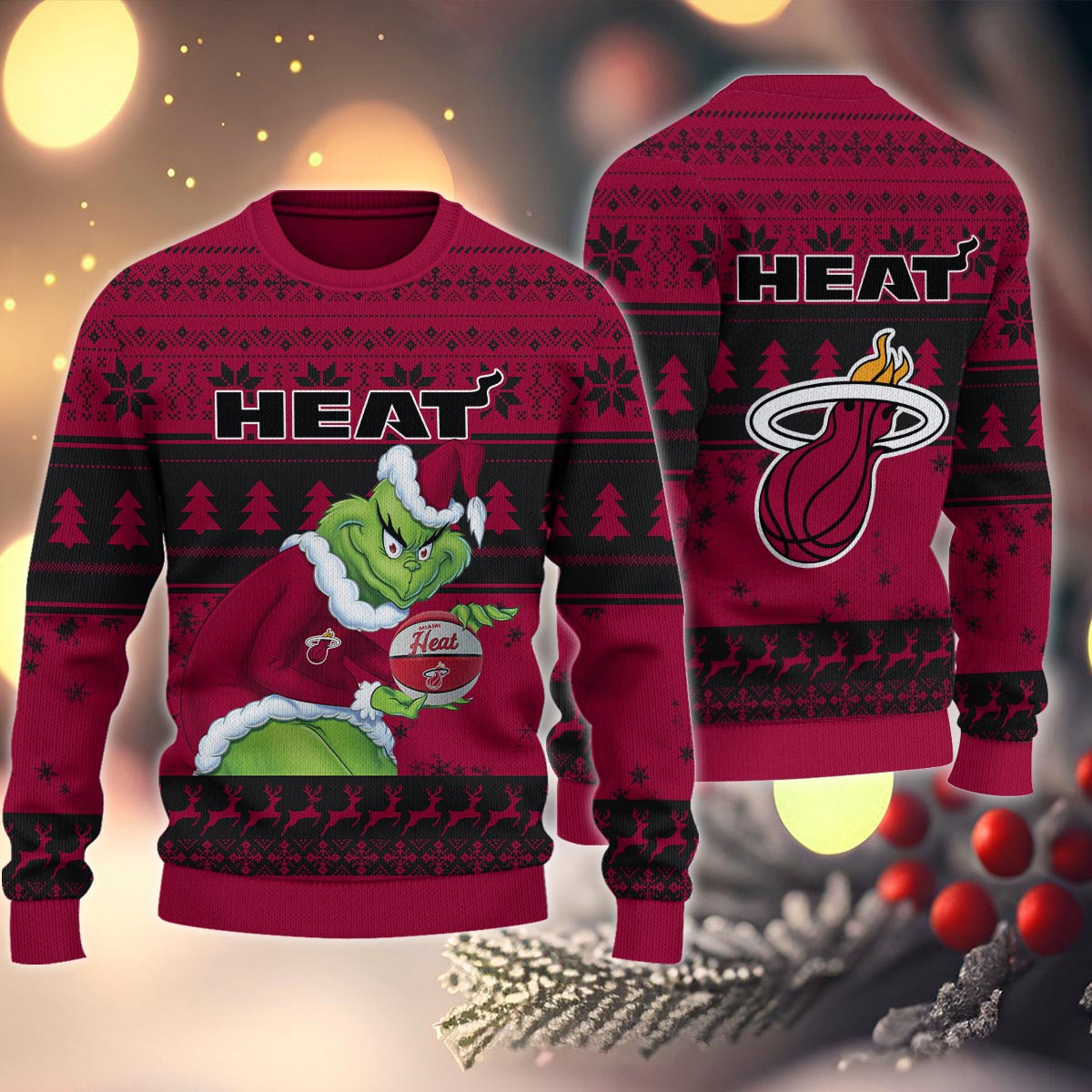 Sportswearmerch Miami Heat NBA x Grinch Christmas Ugly Sweater For Fans