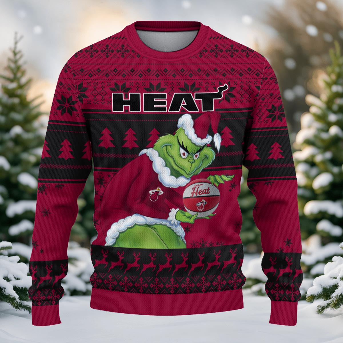 Sportswearmerch Miami Heat NBA x Grinch Christmas Ugly Sweater For Fans