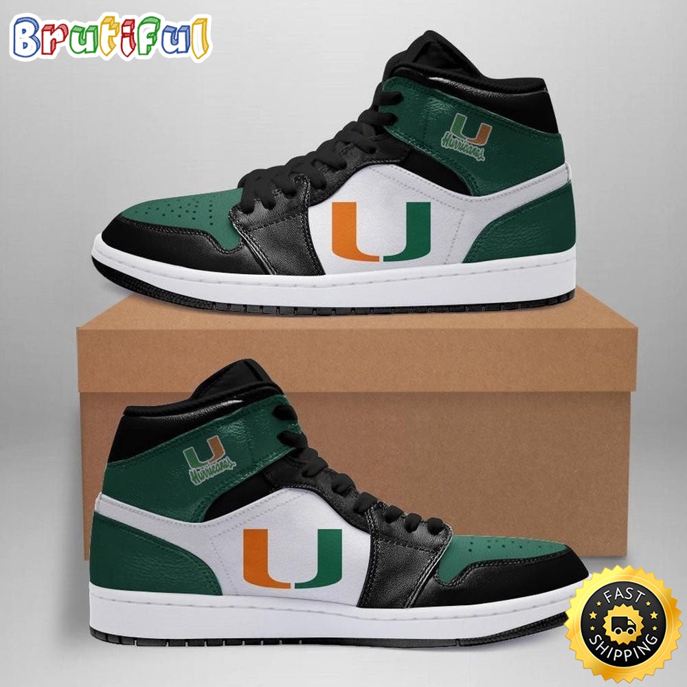 Sportswearmerch Miami Hurricanes NCAA AJ1 High Sneakers Shoes For Men And Women