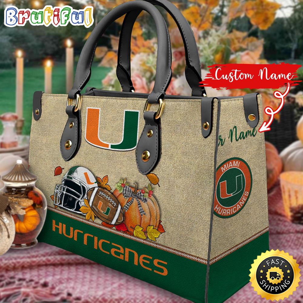 Sportswearmerch Miami Hurricanes NCAA Autumn Women Leather Bag For Fan
