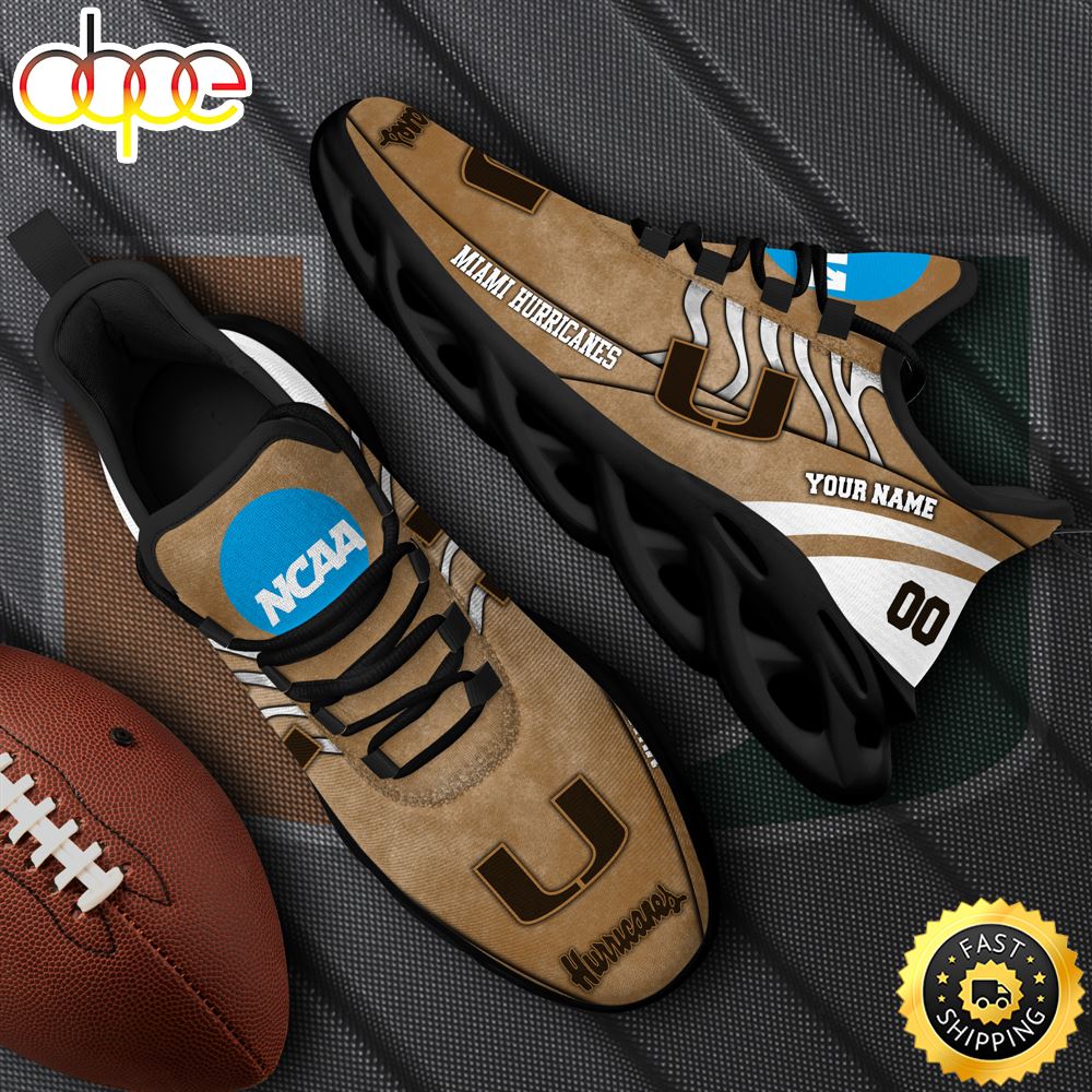 Sportswearmerch Miami Hurricanes NCAA Black Max Soul Shoes Sneakers For Men And Women