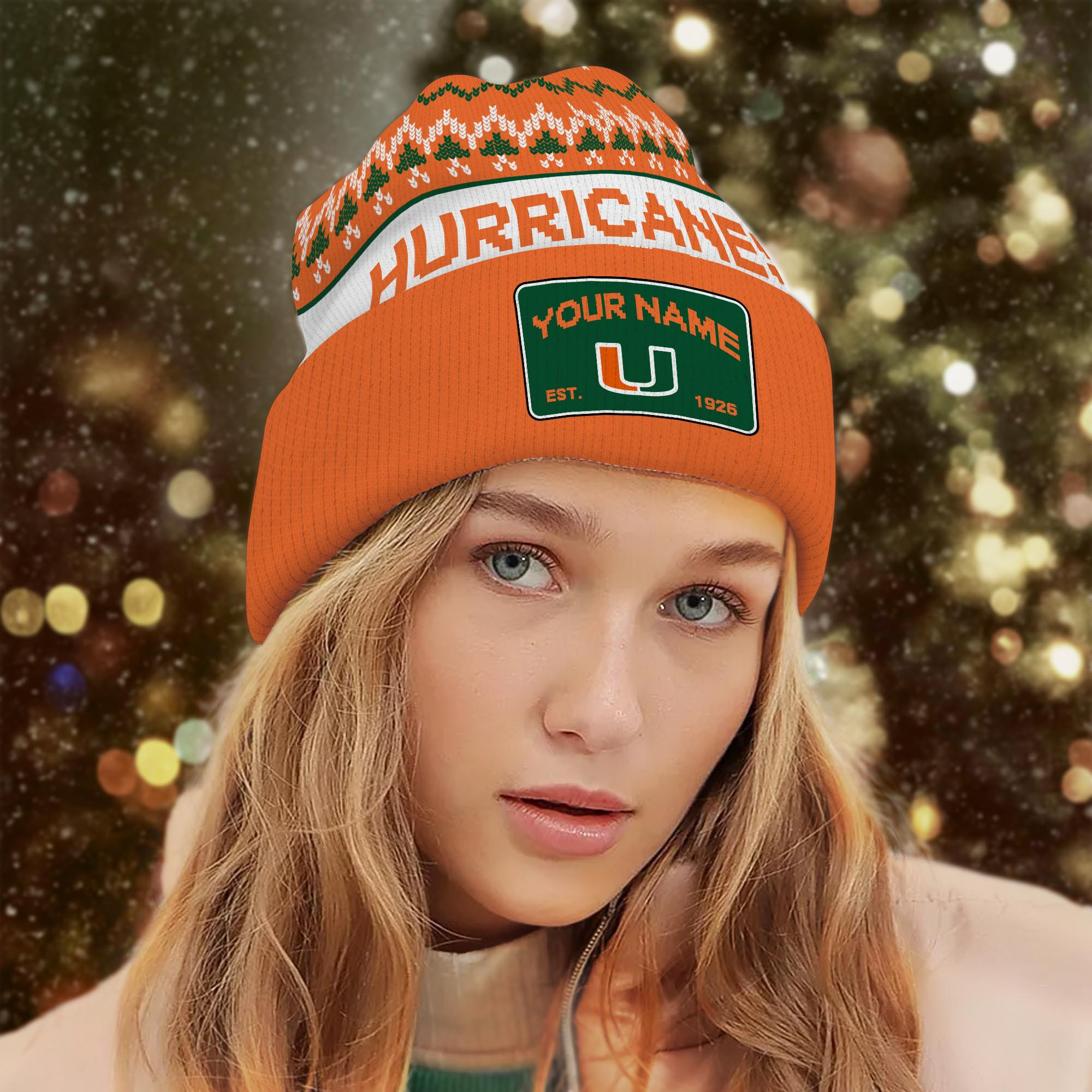 Sportswearmerch Miami Hurricanes NCAA Christmas Beanie Hat For Fan
