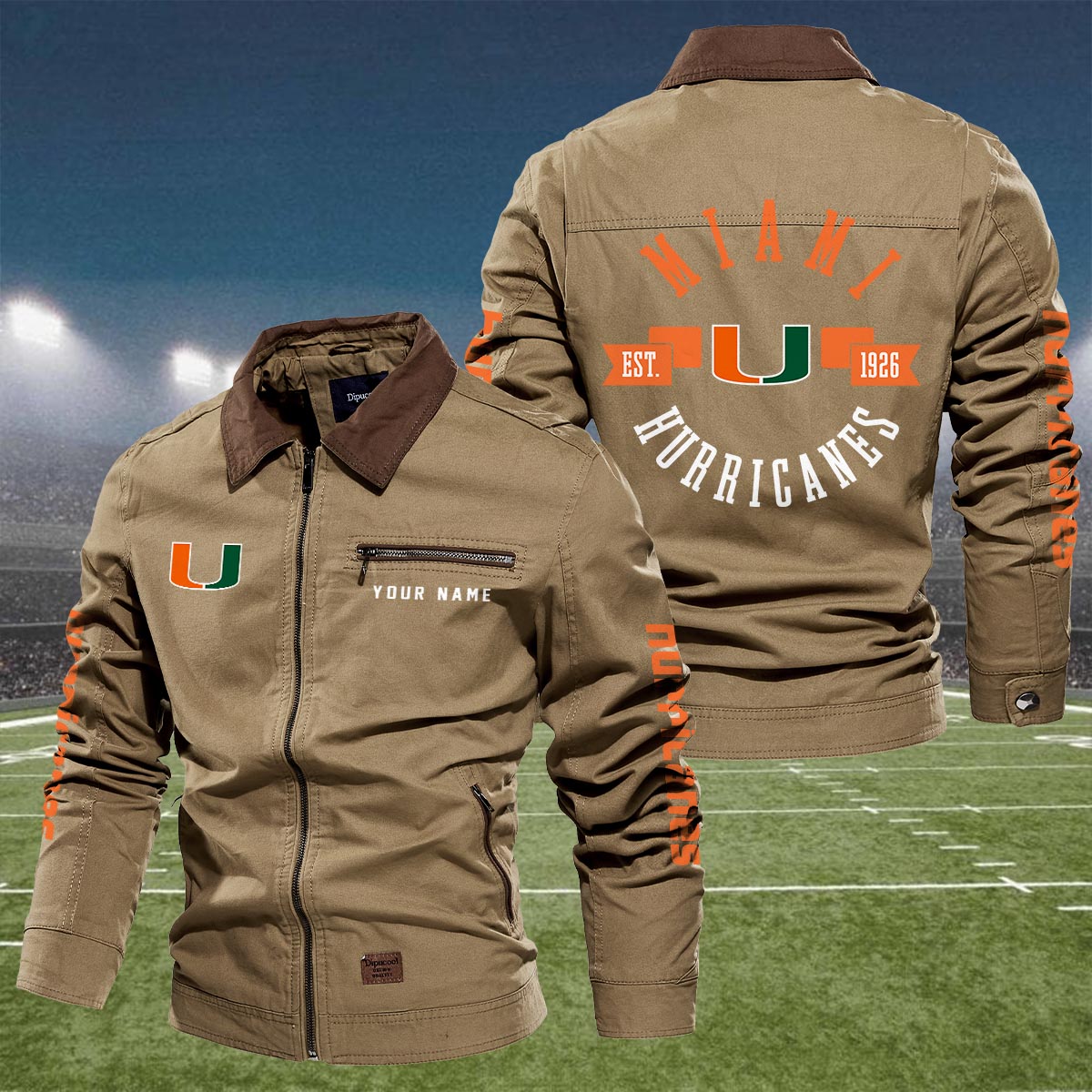 Sportswearmerch Miami Hurricanes NCAA Lapel Jacket For Fan
