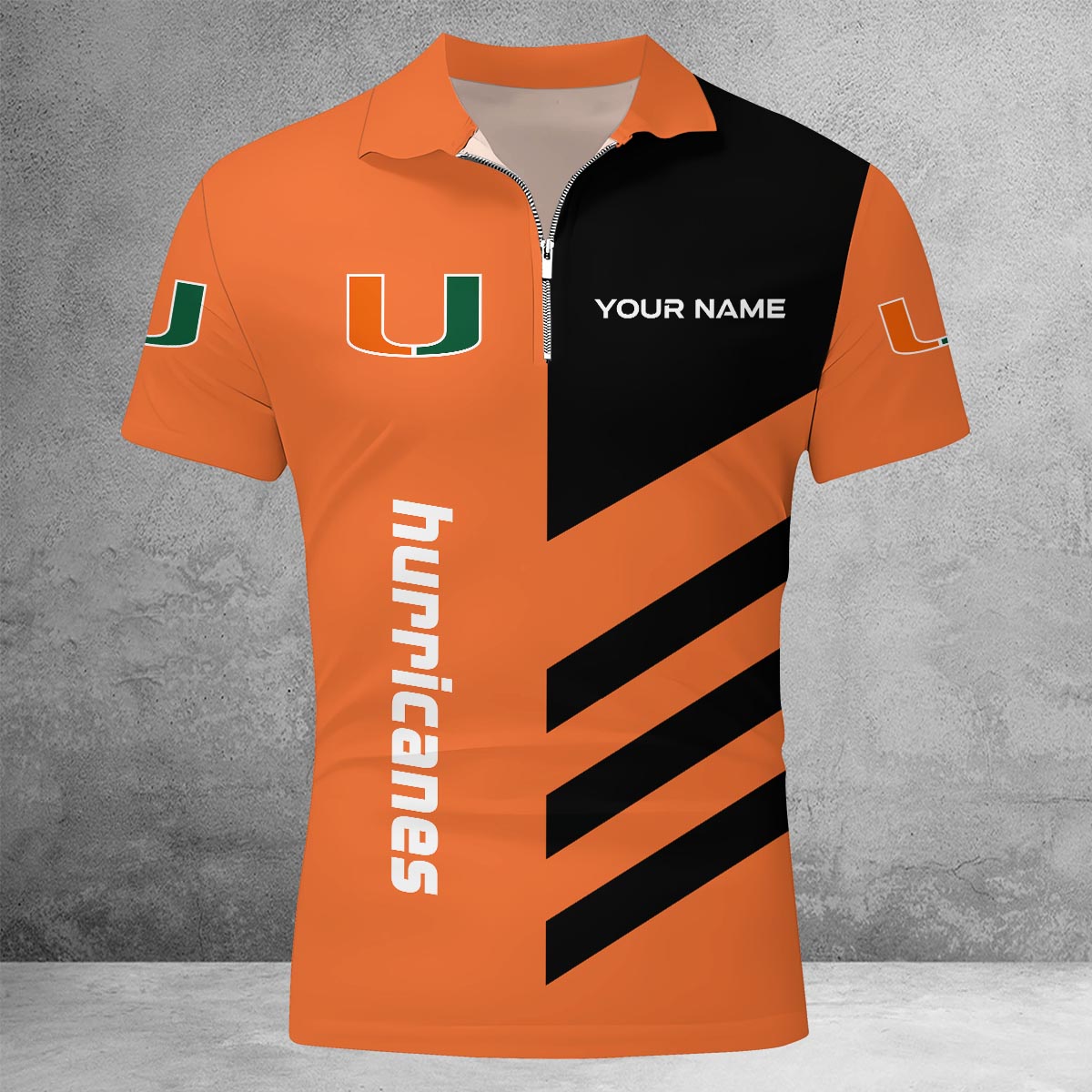 Sportswearmerch Miami Hurricanes NCAA Lapel Zip Polo Shirt For Fan