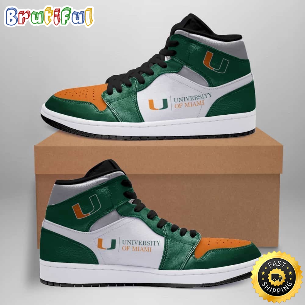 Sportswearmerch Miami Hurricanes NCAA Legendary Air Jordan Footwear AJ1 High Sneakers Shoes For Men And Women