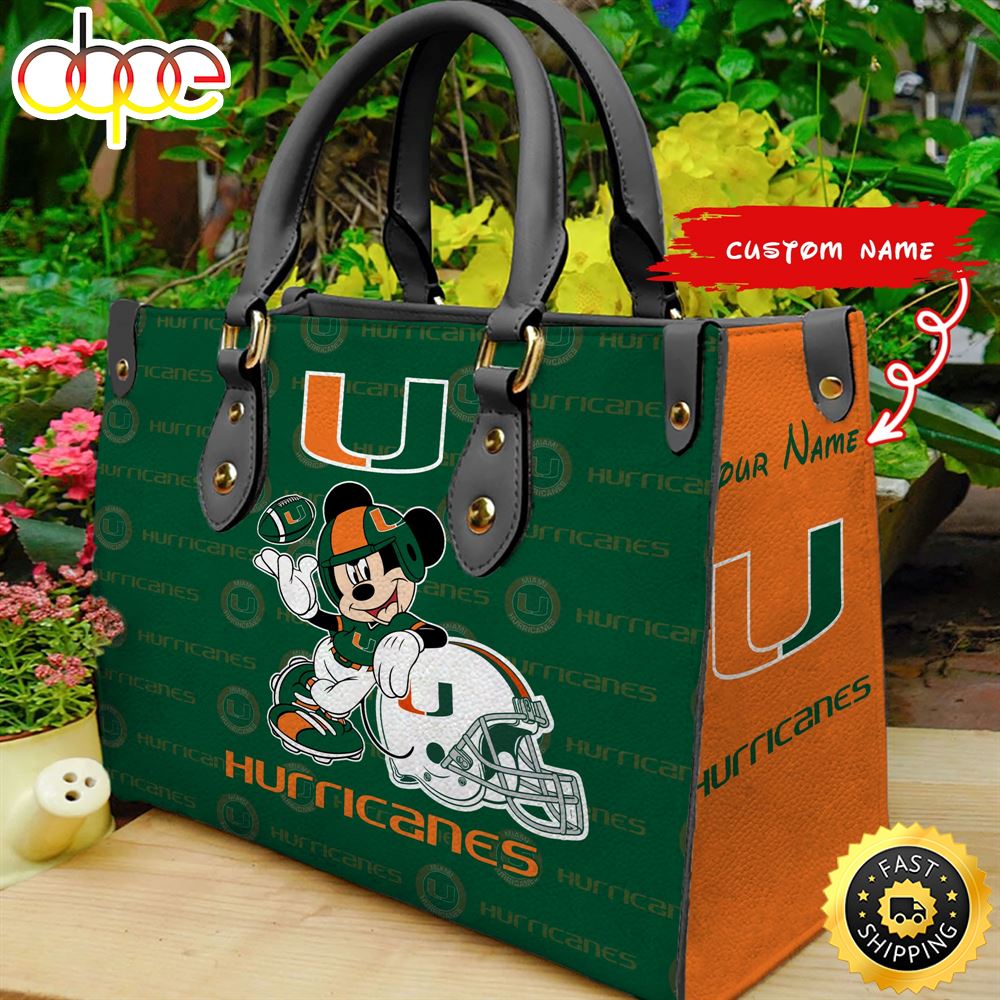 Sportswearmerch Miami Hurricanes NCAA Mickey Leather Bag For Fan