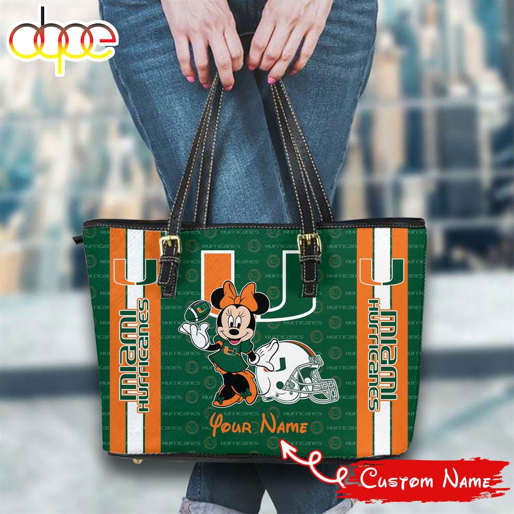 Sportswearmerch Miami Hurricanes NCAA Minnie Women Leather Tote Bag For Fan
