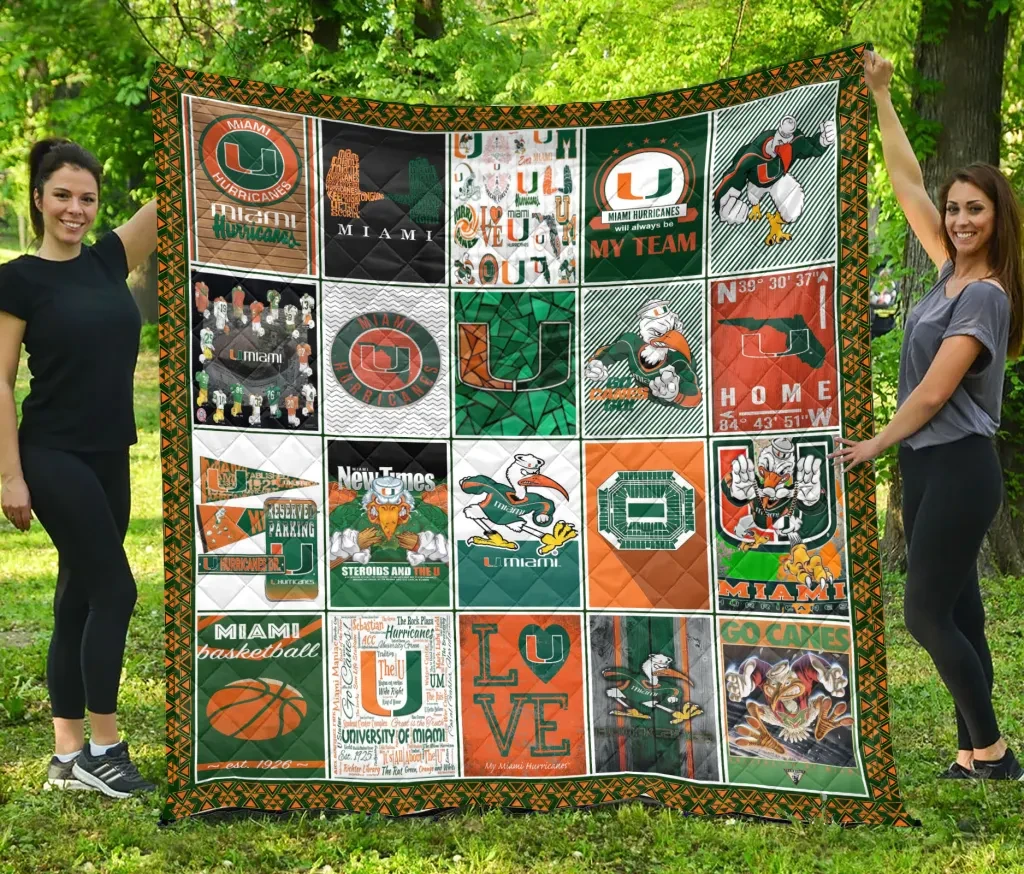 Sportswearmerch Miami Hurricanes NCAA Quilt Blanket For Fan