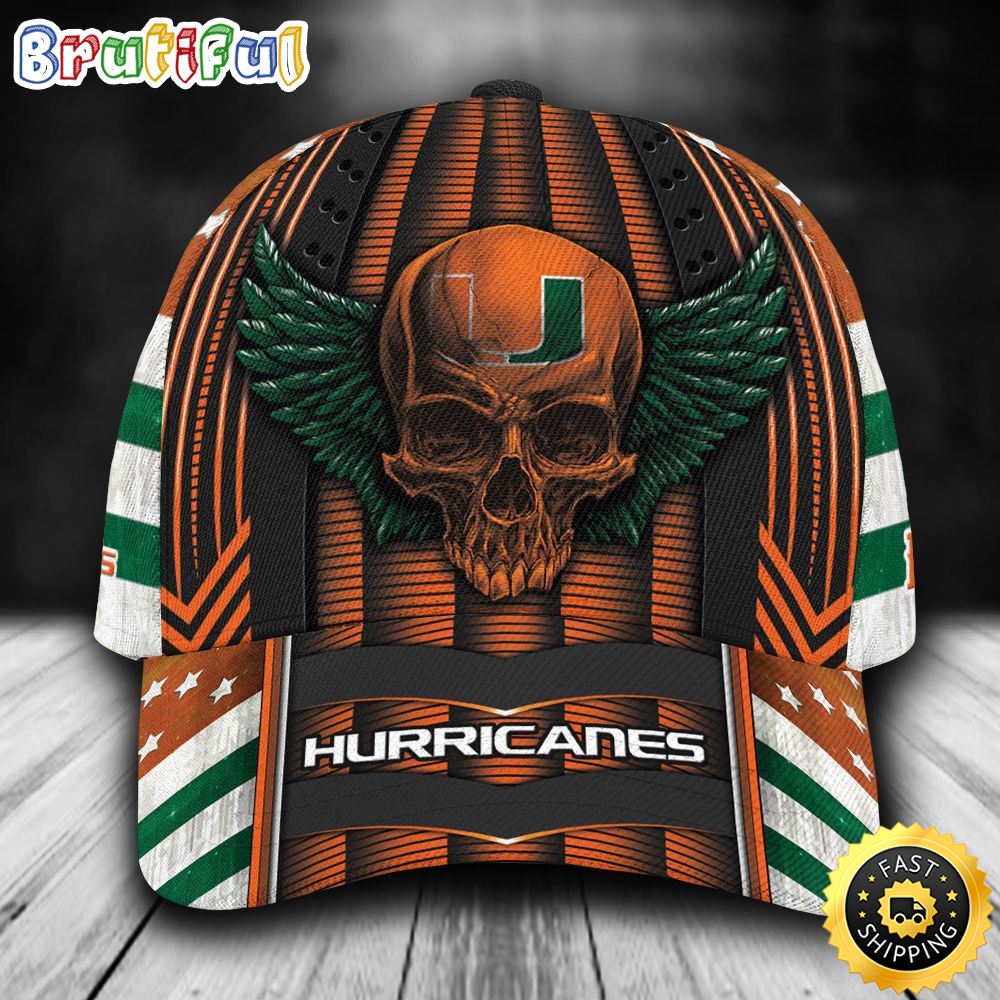 Sportswearmerch Miami Hurricanes NCAA Skull Classic Cap For Fan