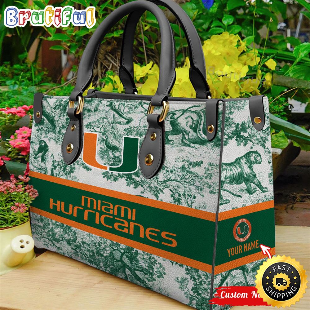 Sportswearmerch Miami Hurricanes NCAA Women Leather Hand Bag For Fan