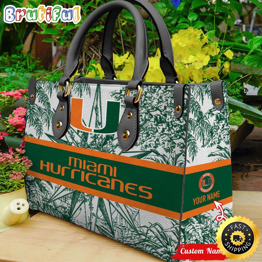 Sportswearmerch Miami Hurricanes NCAA Women Leather HandBag For Fan