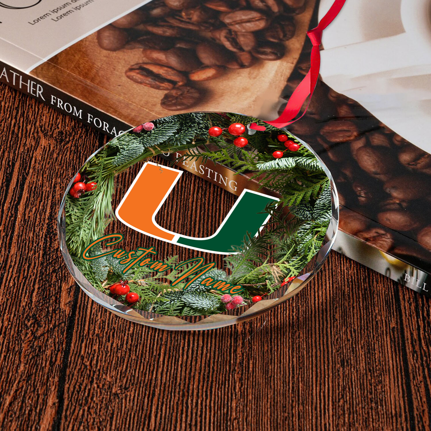 Sportswearmerch Miami Hurricanes NCAA x Christmas Glass Ornament Gift For Fans