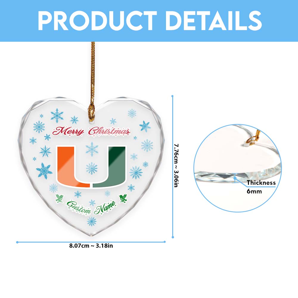 Sportswearmerch Miami Hurricanes NCAA x Christmas Glass Ornament Gift For Fans