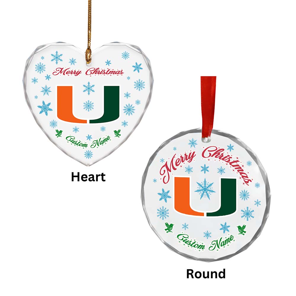 Sportswearmerch Miami Hurricanes NCAA x Christmas Glass Ornament Gift For Fans