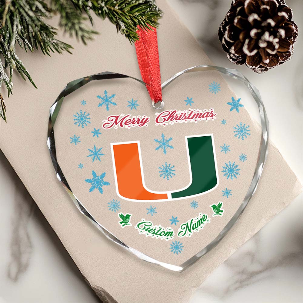 Sportswearmerch Miami Hurricanes NCAA x Christmas Glass Ornament Gift For Fans