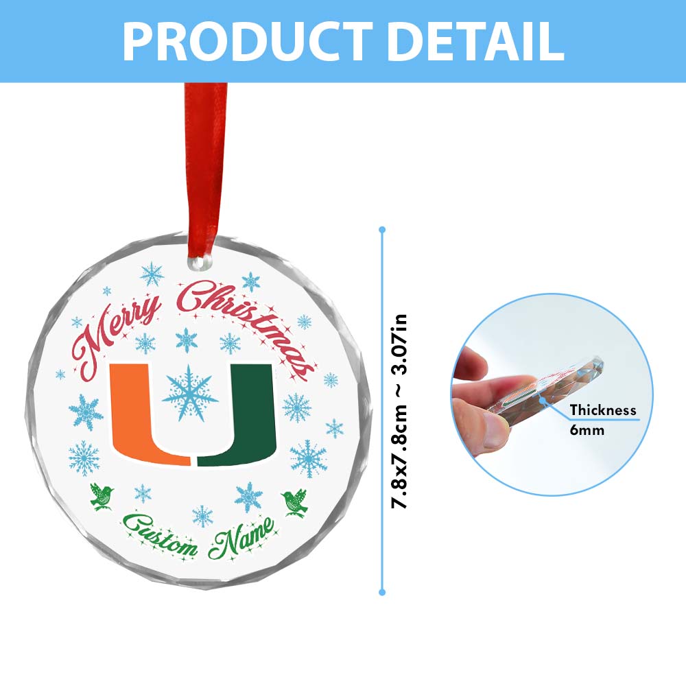 Sportswearmerch Miami Hurricanes NCAA x Christmas Glass Ornament Gift For Fans