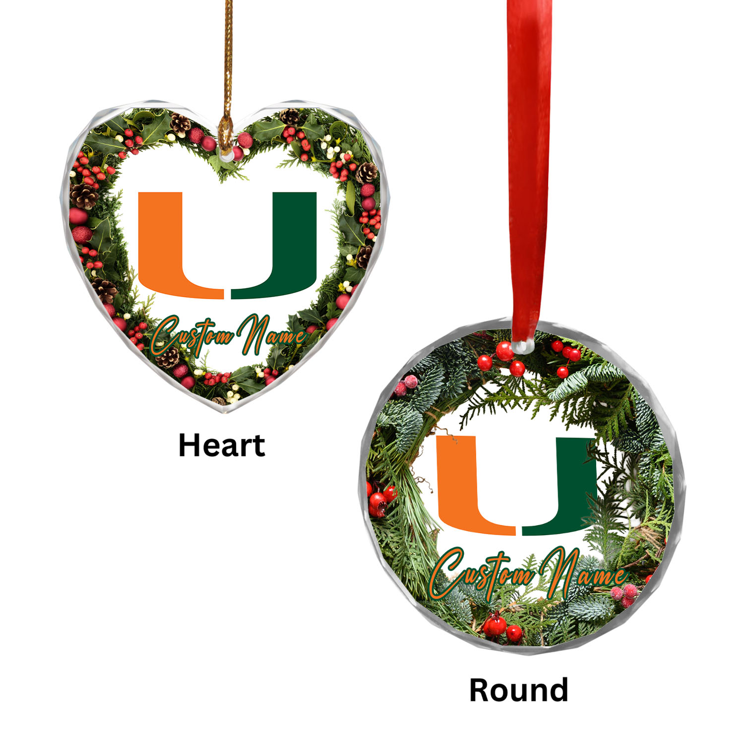 Sportswearmerch Miami Hurricanes NCAA x Christmas Glass Ornament Gift For Fans