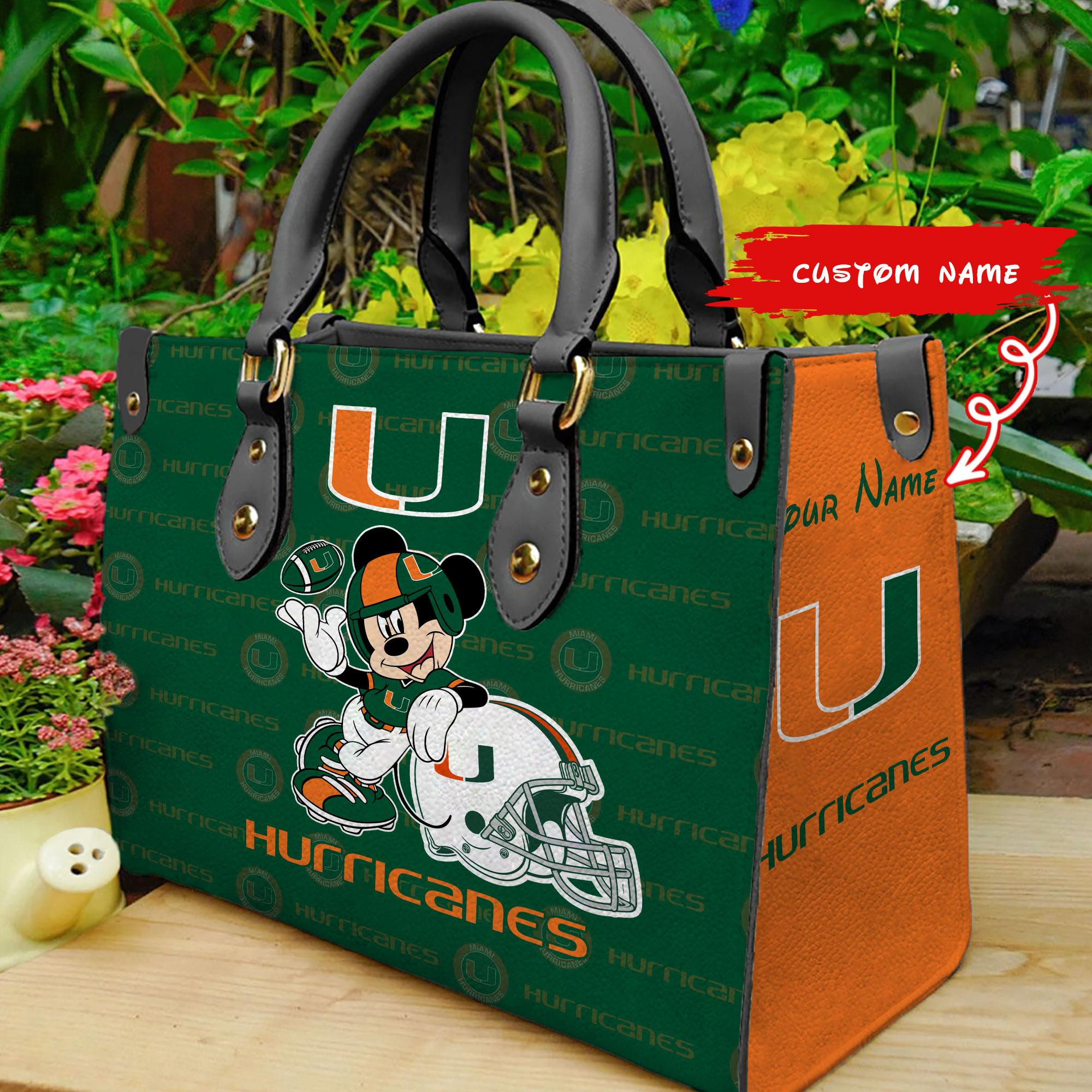 Sportswearmerch Miami Hurricanes NCAA x Mickey Women Leather Handbag For Fan