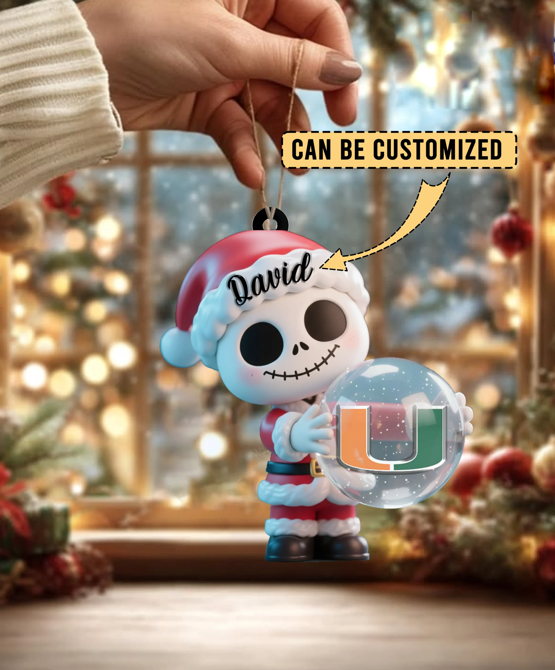 Sportswearmerch Miami Hurricanes NCAA x The Nightmare Before Christmas Acrylic Ornament Gift For Fans
