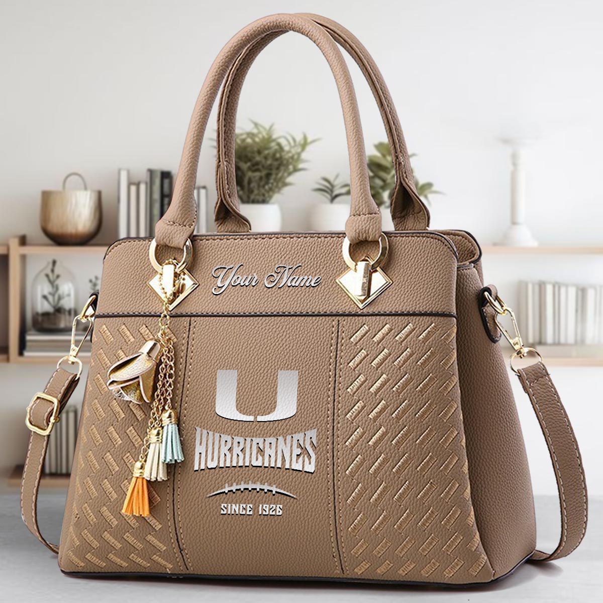 Sportswearmerch Miami Hurricanes NCAA Zip Leather Handbag For Fan