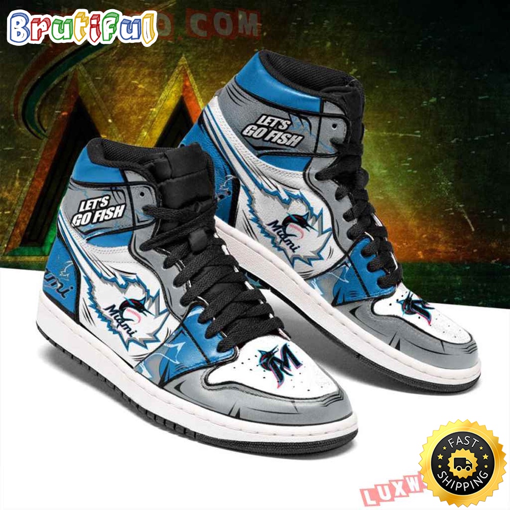 Sportswearmerch Miami Marlins MLB AJ1 High Sneakers Shoes For Men And Women