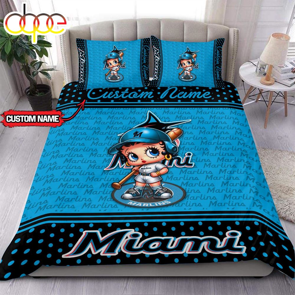 Sportswearmerch Miami Marlins MLB Baseball Bedding Set For Fan