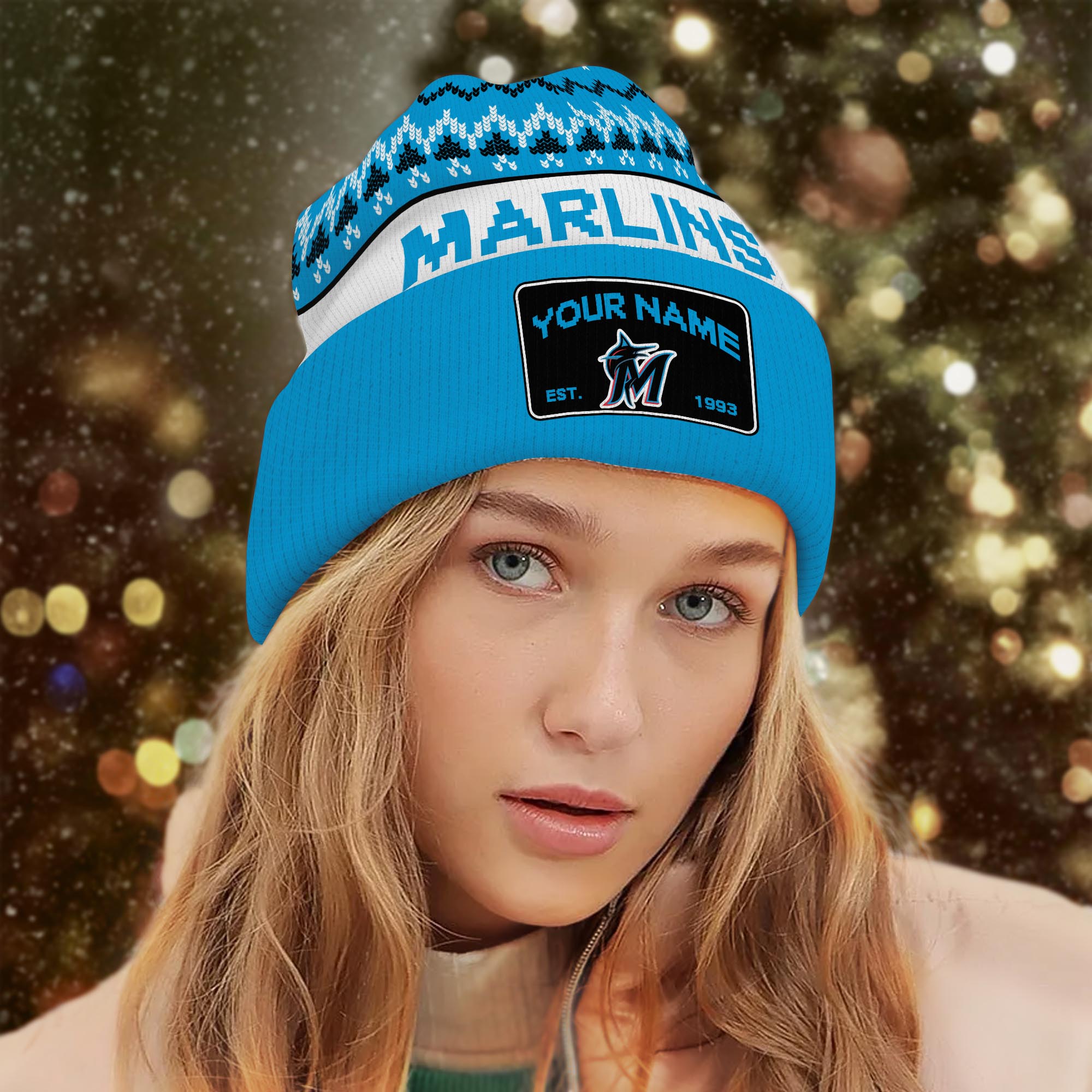 Sportswearmerch Miami Marlins MLB Christmas Beanie Hat For Fan