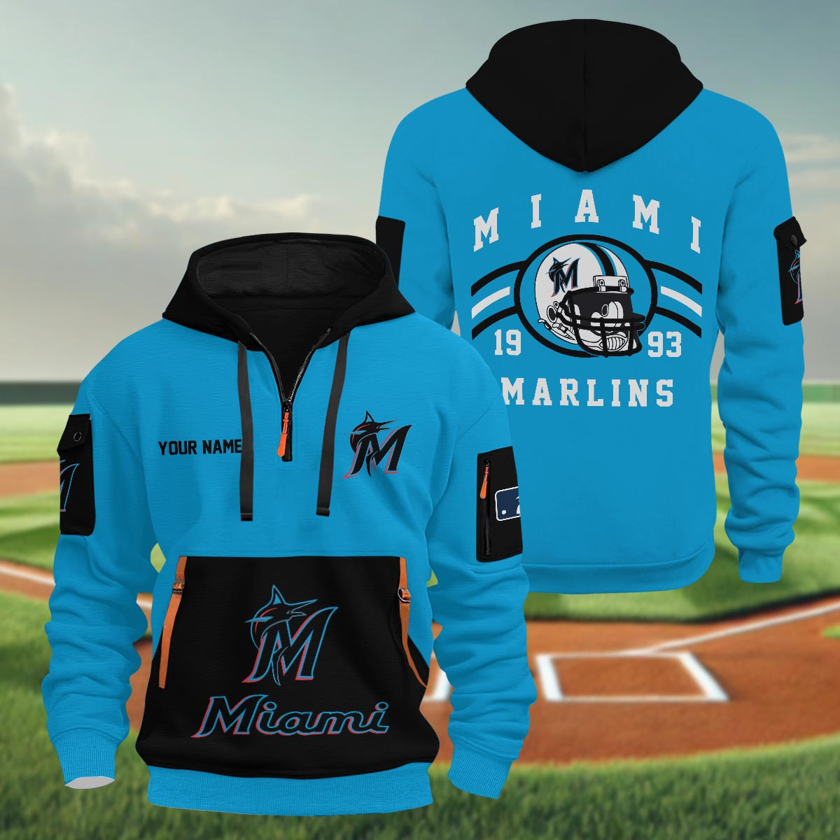 Sportswearmerch Miami Marlins MLB Half Zip Hoodie Personalized For Fan