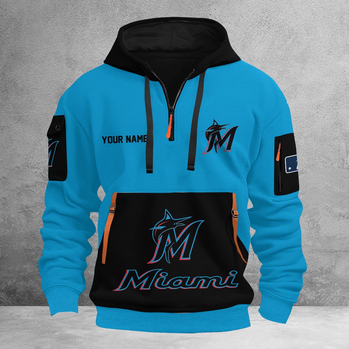 Sportswearmerch Miami Marlins MLB Half Zip Hoodie Personalized For Fan