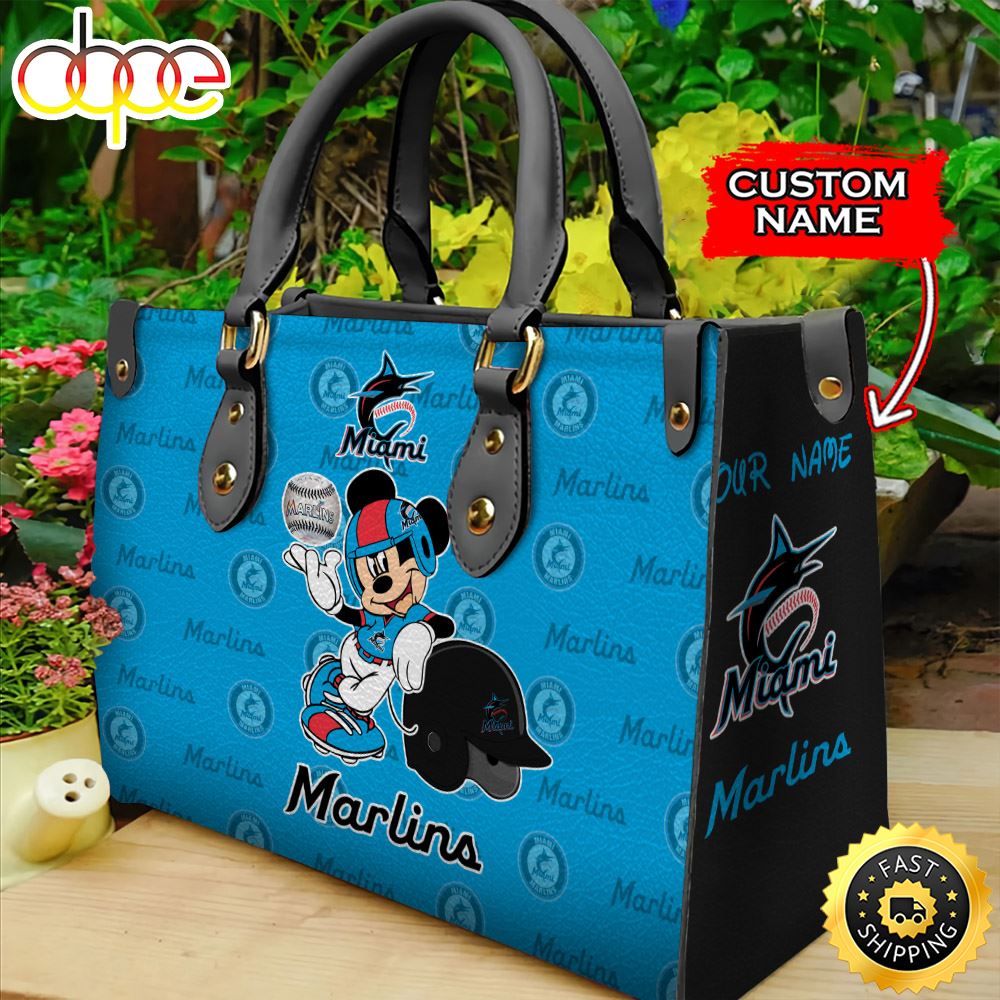 Sportswearmerch Miami Marlins MLB Mickey Leather Bag For Fan