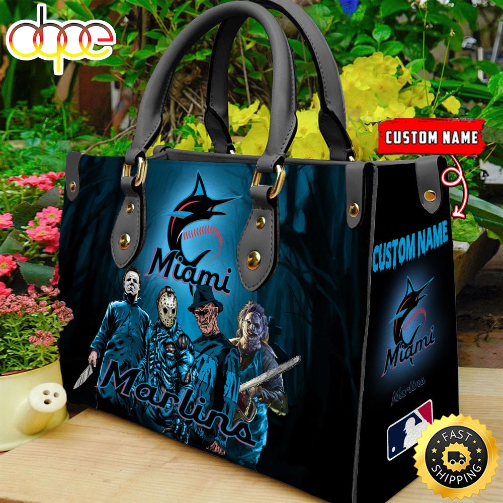 Sportswearmerch Miami Marlins MLB Women Leather Hand Bag For Fan