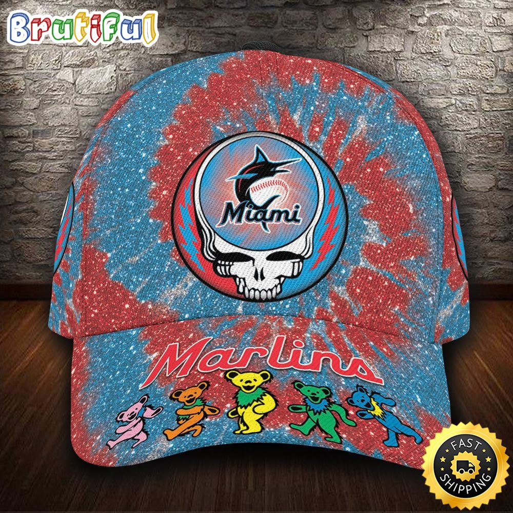 Sportswearmerch Miami Marlins MLB x Grateful Dead Band Classic Cap For Fan