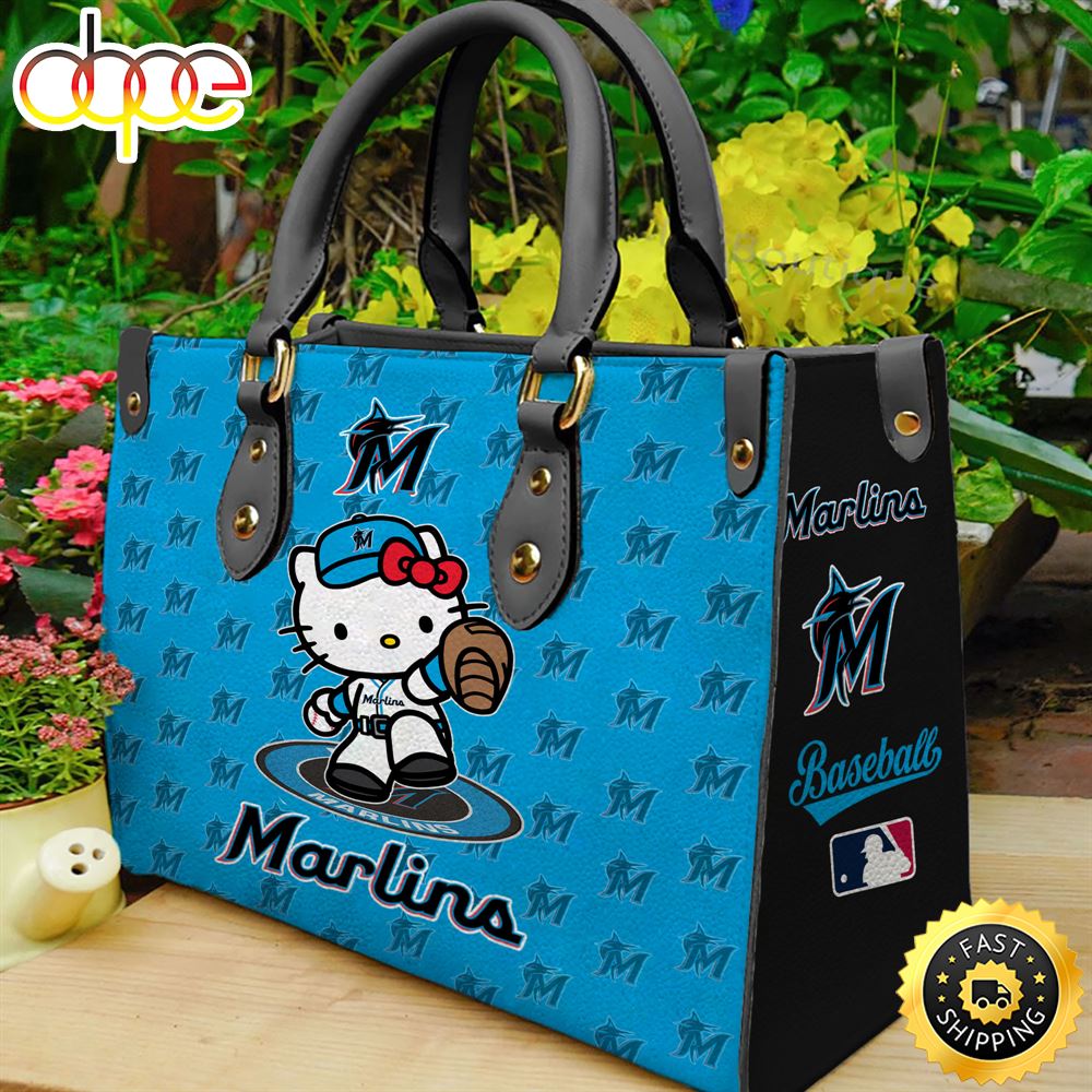 Sportswearmerch Miami Marlins MLB x Kitty Women Leather Hand Bag For Fan