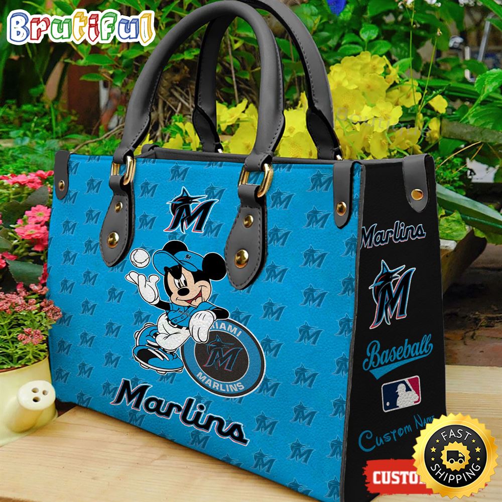 Sportswearmerch Miami Marlins MLB x Mickey Leather Handbag For Fan