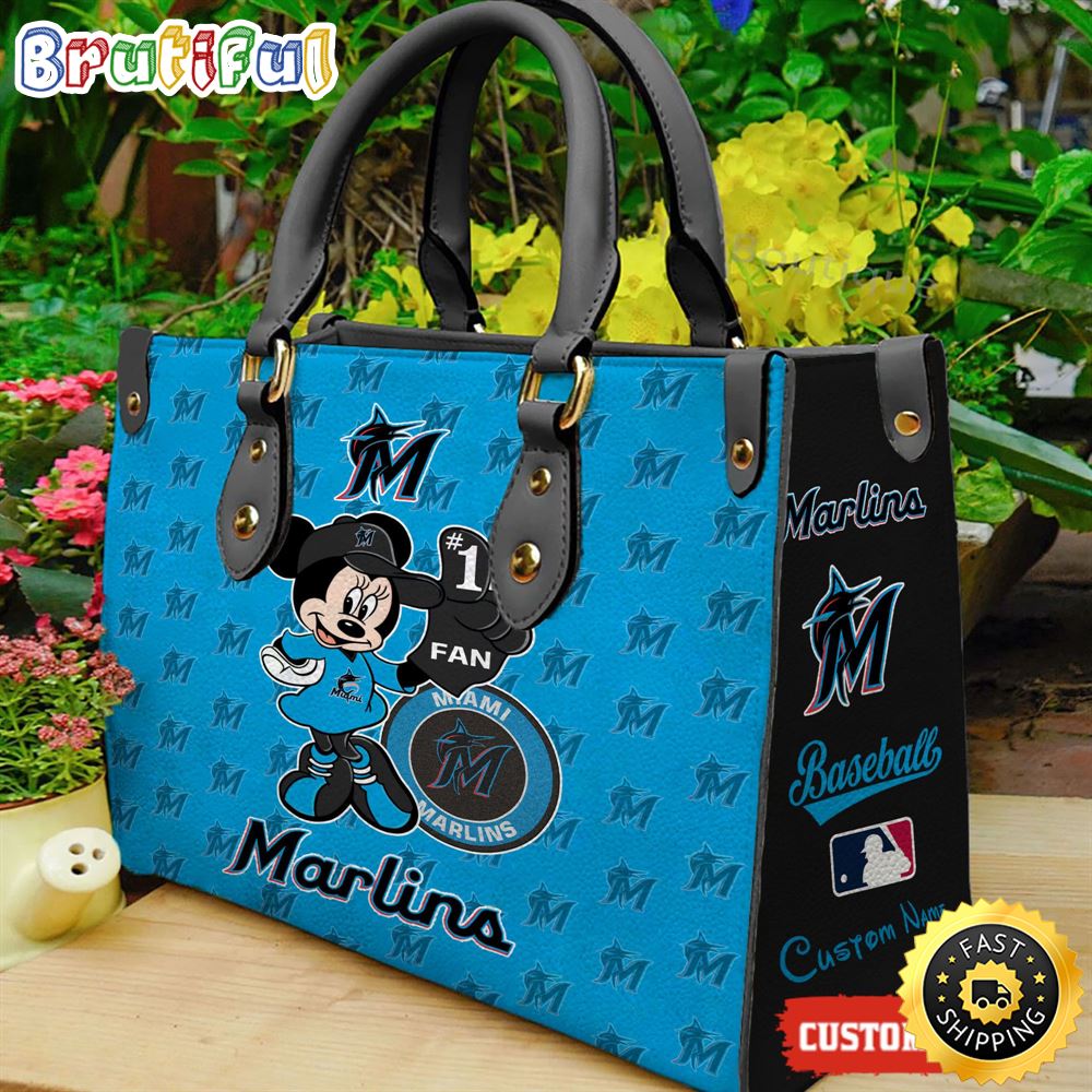 Sportswearmerch Miami Marlins MLB x Minnie Leather Handbag For Fan