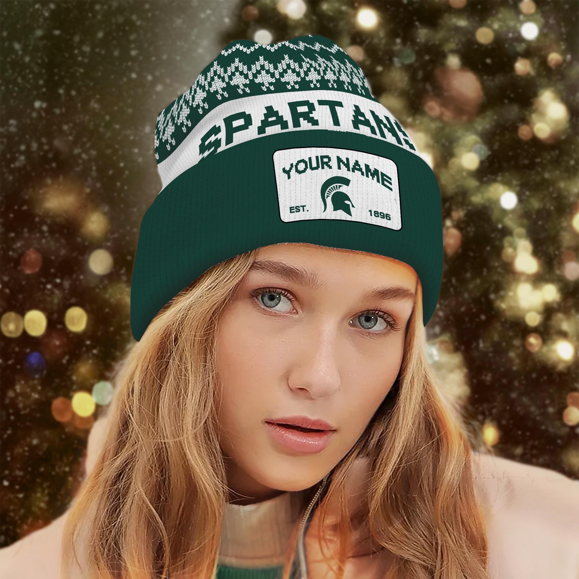 Sportswearmerch Michigan State Spartans NCAA Christmas Beanie Hat For Fan