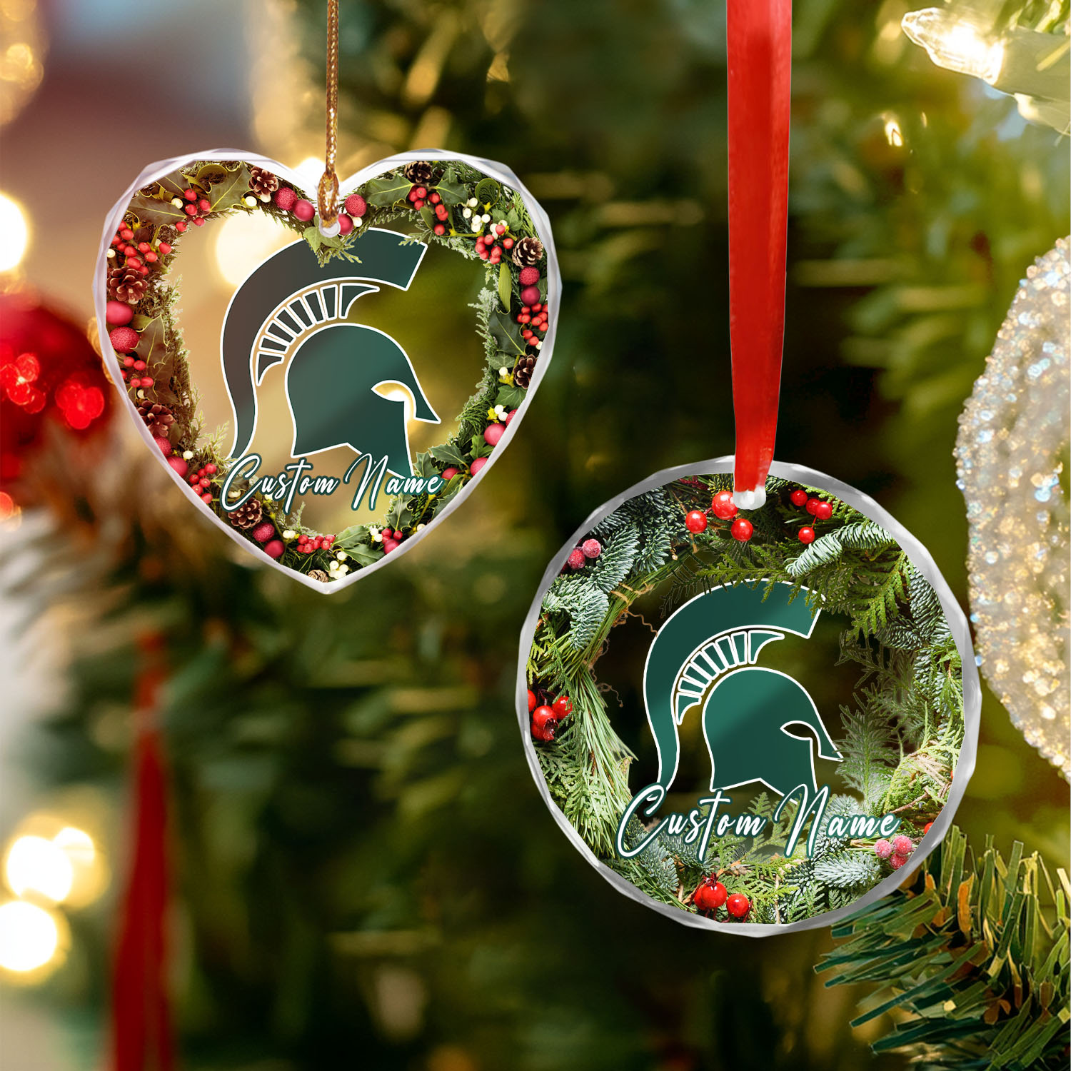 Sportswearmerch Michigan State Spartans NCAA x Christmas Glass Ornament Gift For Fans