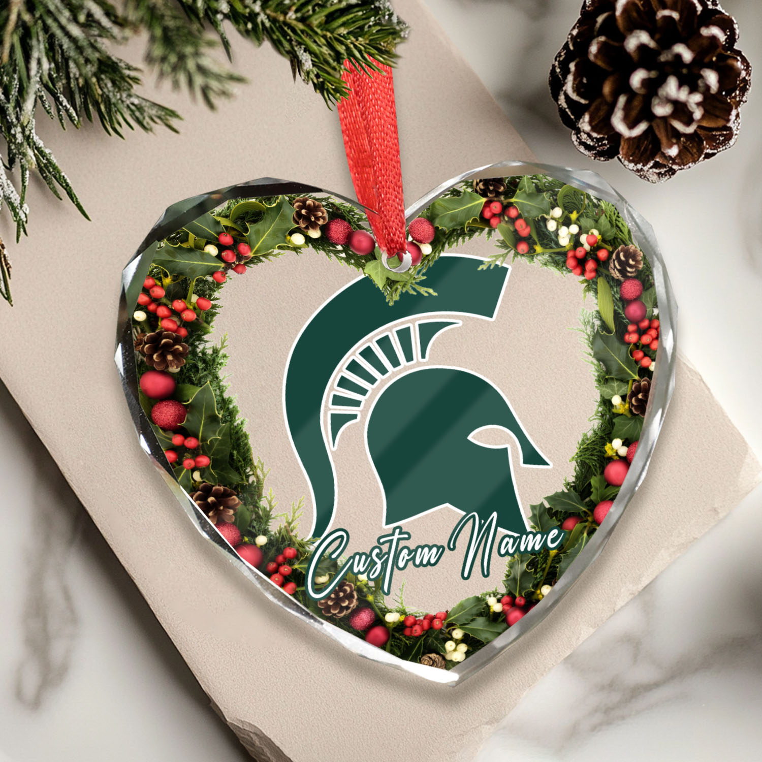 Sportswearmerch Michigan State Spartans NCAA x Christmas Glass Ornament Gift For Fans
