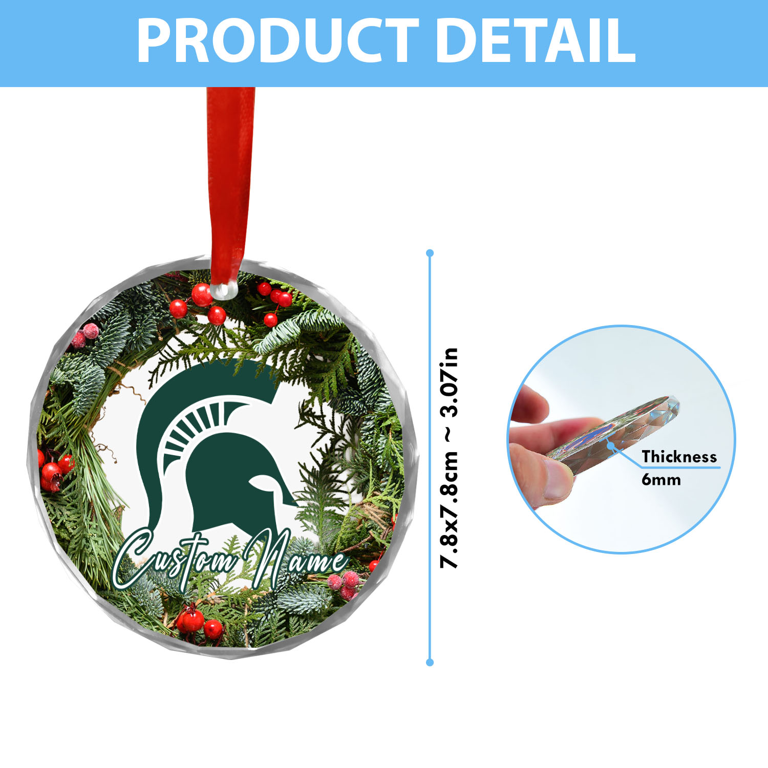 Sportswearmerch Michigan State Spartans NCAA x Christmas Glass Ornament Gift For Fans