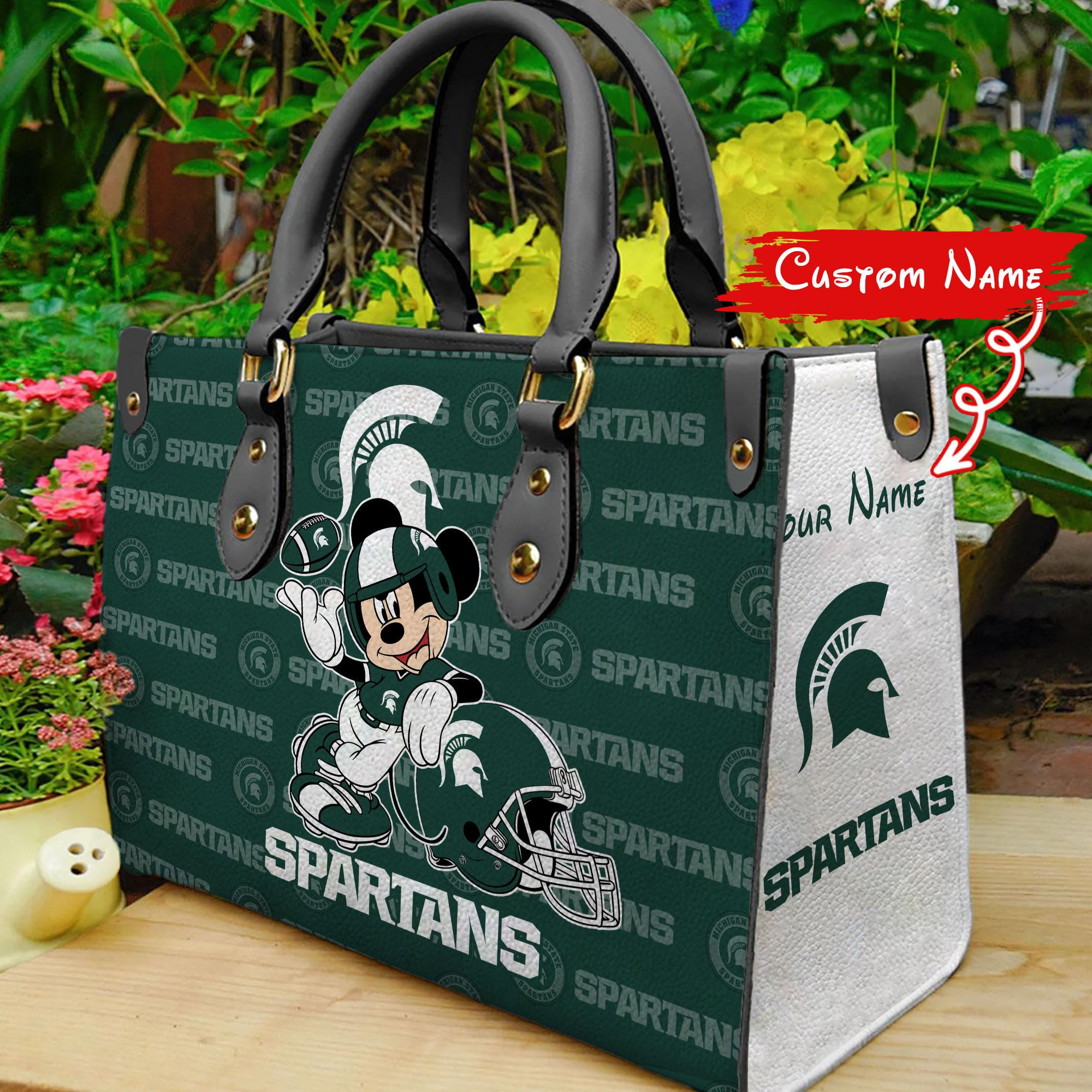 Sportswearmerch Michigan State Spartans NCAA x Mickey Women Leather Handbag For Fan