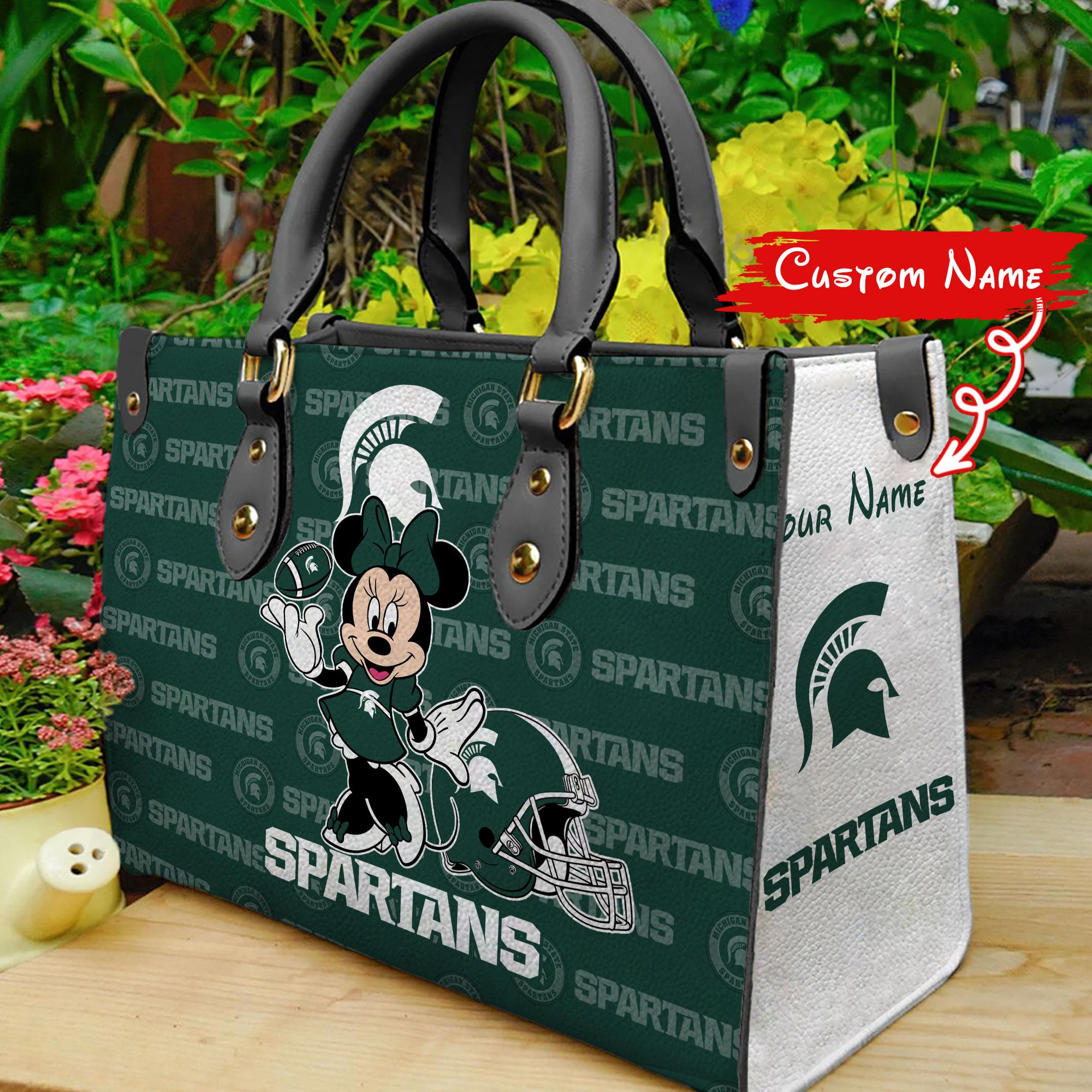 Sportswearmerch Michigan State Spartans NCAA x Minnie Women Leather Handbag For Fan