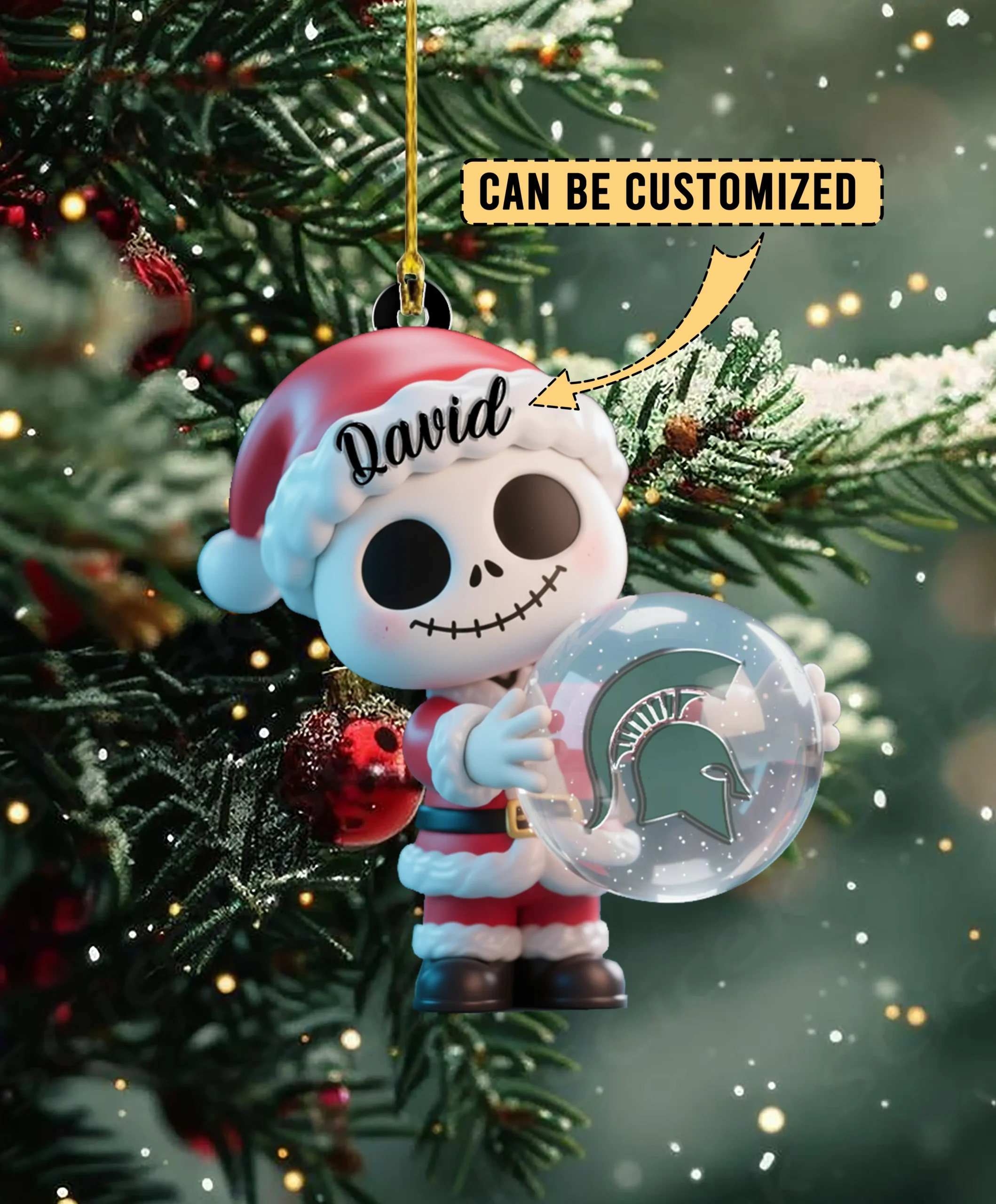 Sportswearmerch Michigan State Spartans NCAA x The Nightmare Before Christmas Acrylic Ornament Gift For Fans