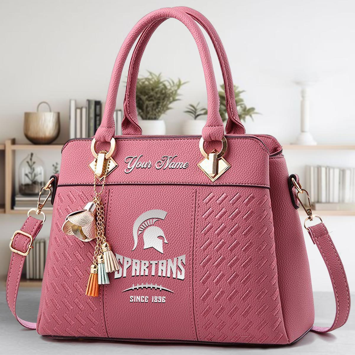 Sportswearmerch Michigan State Spartans NCAA Zip Leather Handbag For Fan