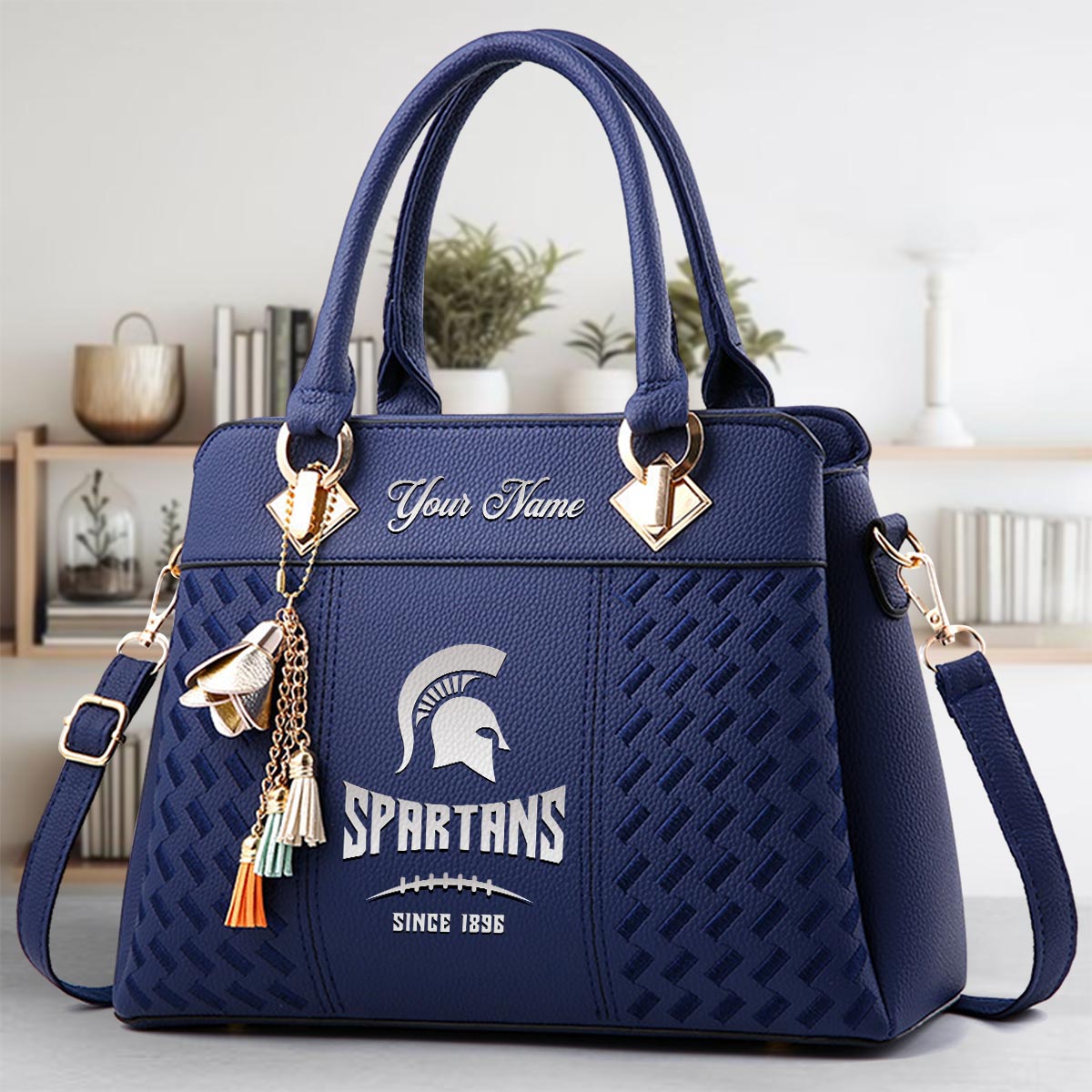 Sportswearmerch Michigan State Spartans NCAA Zip Leather Handbag For Fan