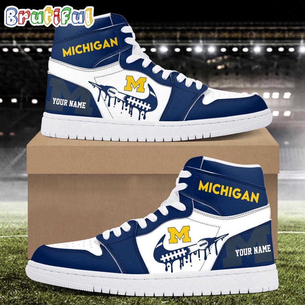 Sportswearmerch Michigan Wolverines NCAA AJ1 High Sneakers Shoes For Men And Women