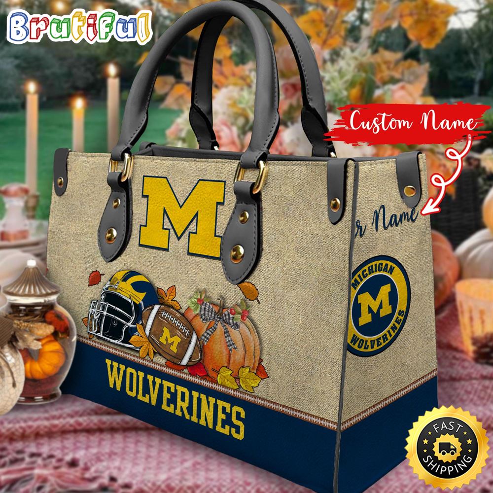 Sportswearmerch Michigan Wolverines NCAA Autumn Leather Handbag For Fan