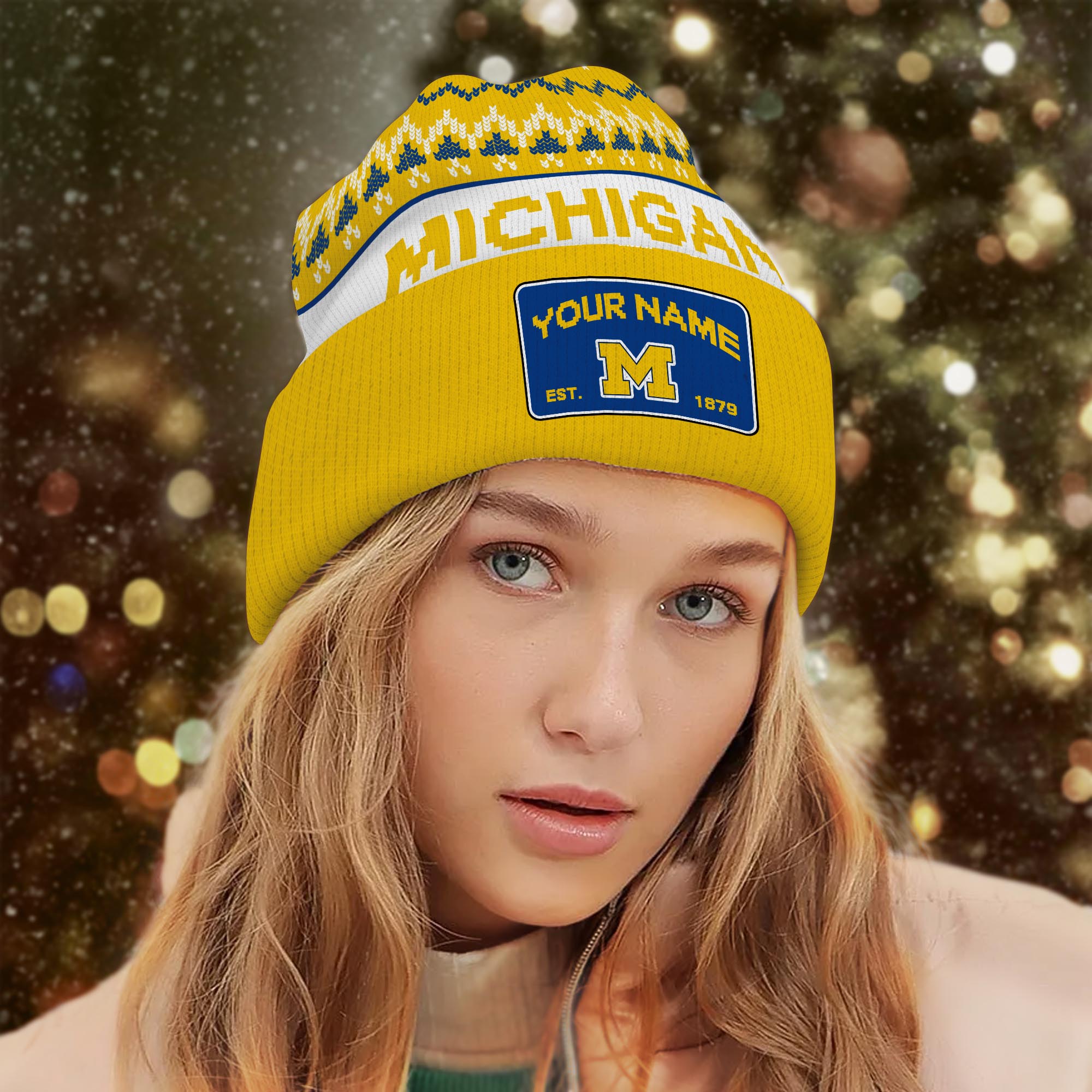 Sportswearmerch Michigan Wolverines NCAA Christmas Beanie Hat For Fan
