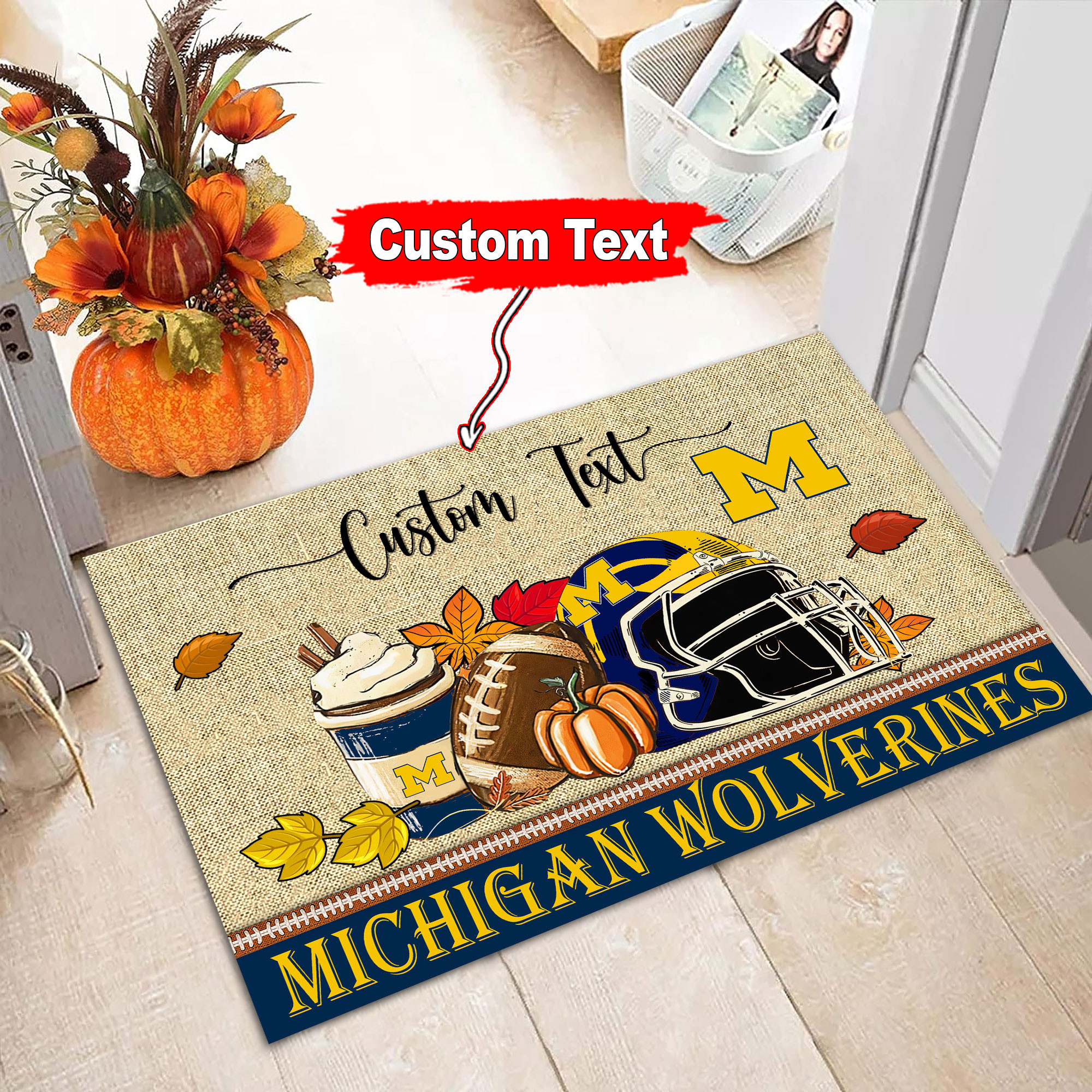 Sportswearmerch Michigan Wolverines NCAA Fall Football Custom Doormat For Fan