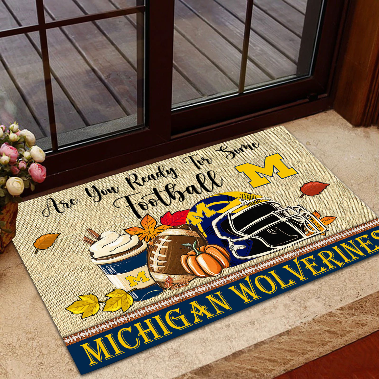 Sportswearmerch Michigan Wolverines NCAA Fall Football Custom Doormat For Fan