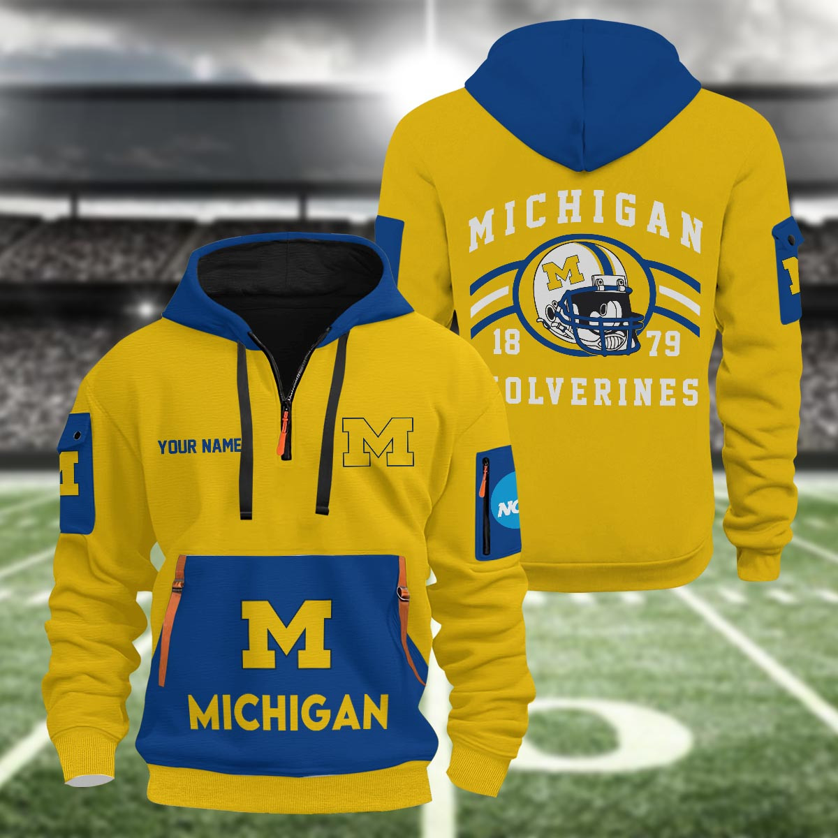 Sportswearmerch Michigan Wolverines NCAA Half Zip Hoodie Personalized For Fan